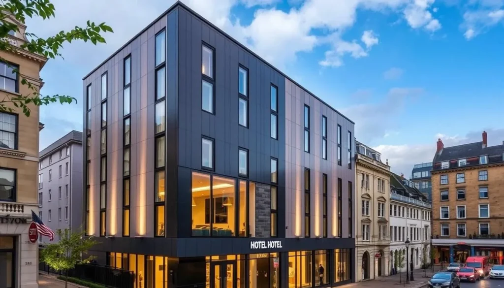 Image of a modern hotel in downtown Bath