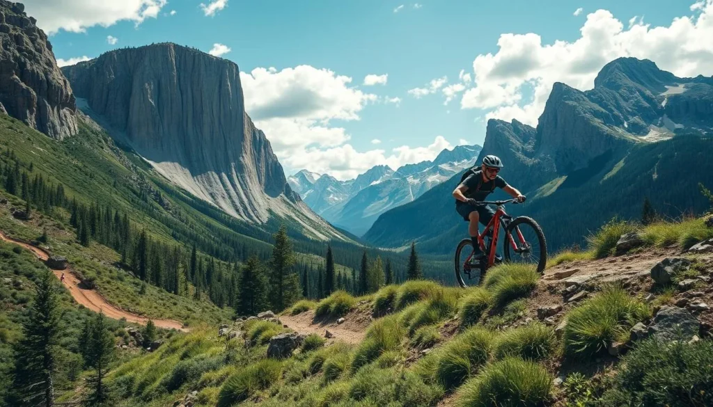 Image of a mountain biker navigating a challenging trail in Colorado