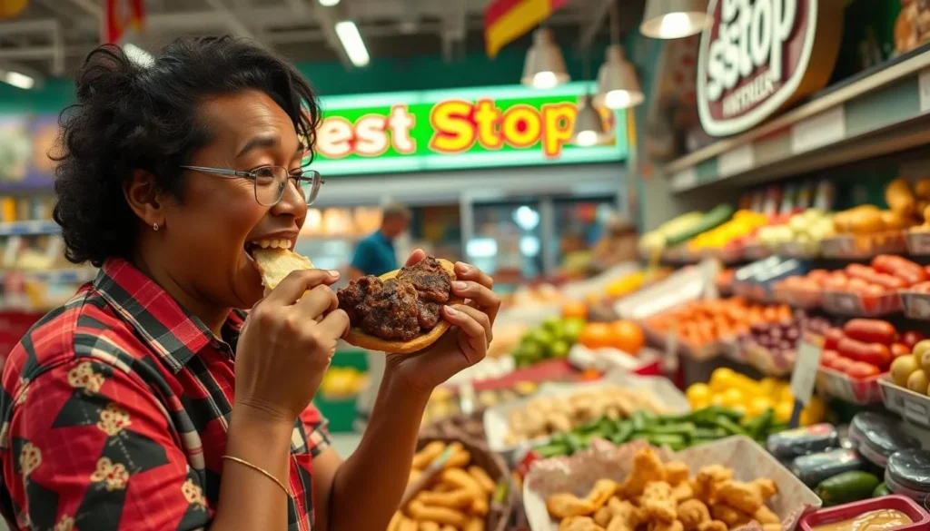 Image of a person enjoying boudin at Best Stop Supermarket