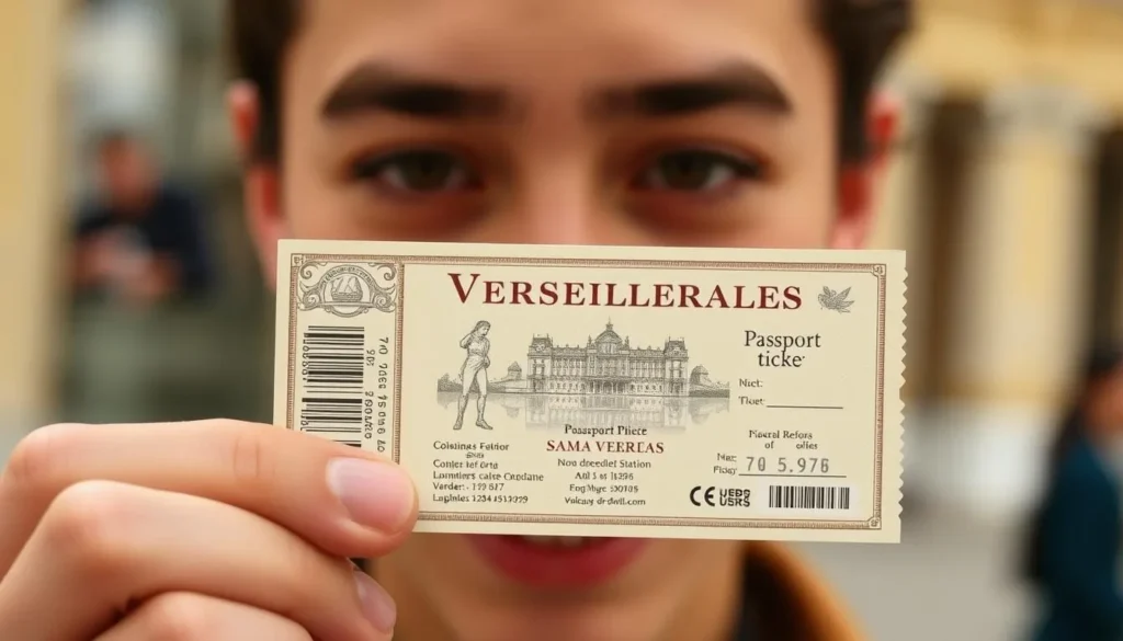 Image of a person holding a Versailles Passport ticket