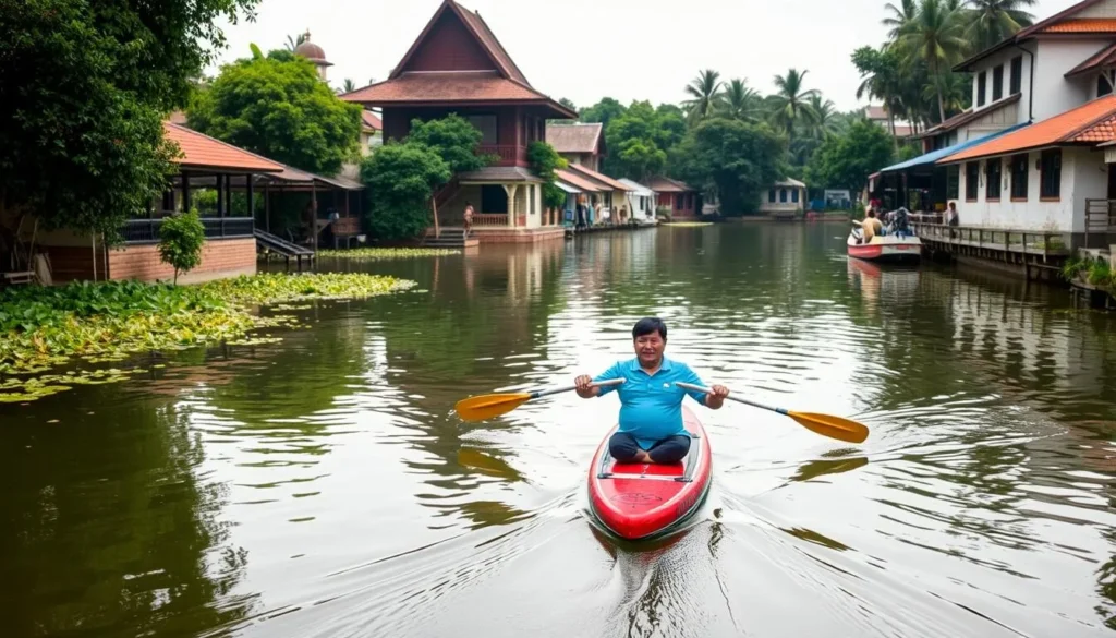 Image of a person paddleboarding in the Mandalay Canals