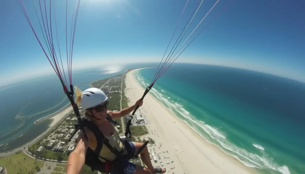 Image of a person parasailing over South Padre Island