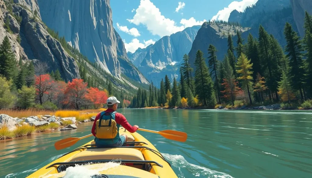 Image of a person rafting on the Merced River in Yosemite National Park