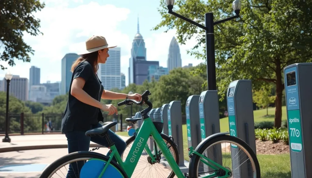 Image of a person renting a bike in Austin