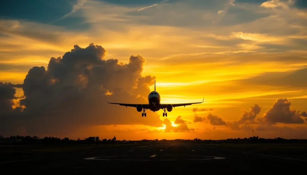 Image of a plane landing at Georgetown International Airport (GGT)