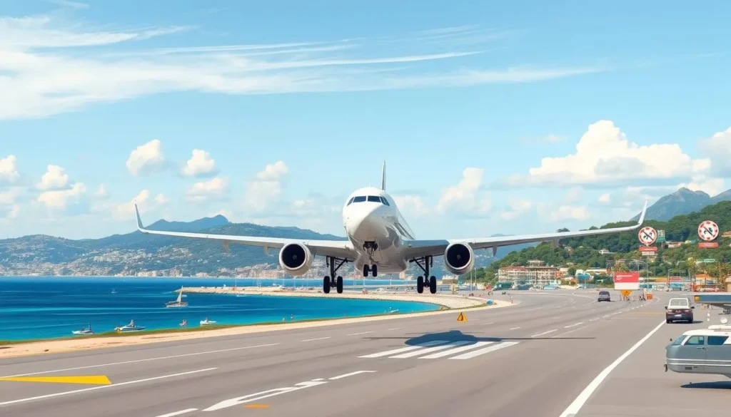 Image of a plane landing at Nice Côte d'Azur International Airport