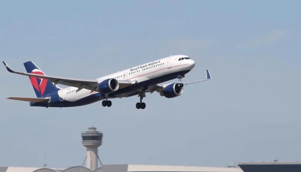 Image of a plane landing at Ronald Reagan Washington National Airport