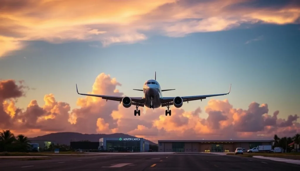 Image of a plane landing at South Caicos Airport