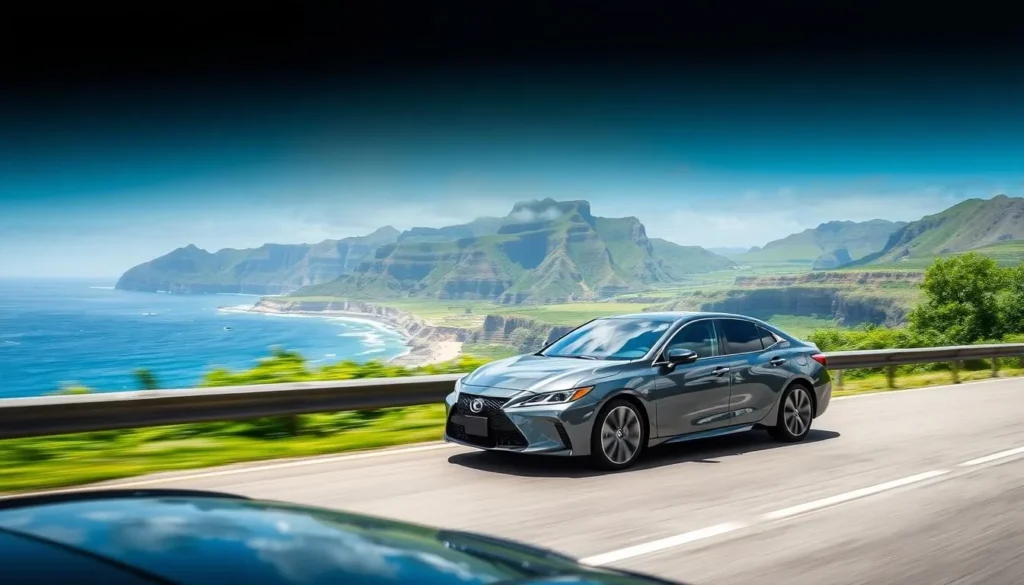 Image of a rental car on Oahu's road