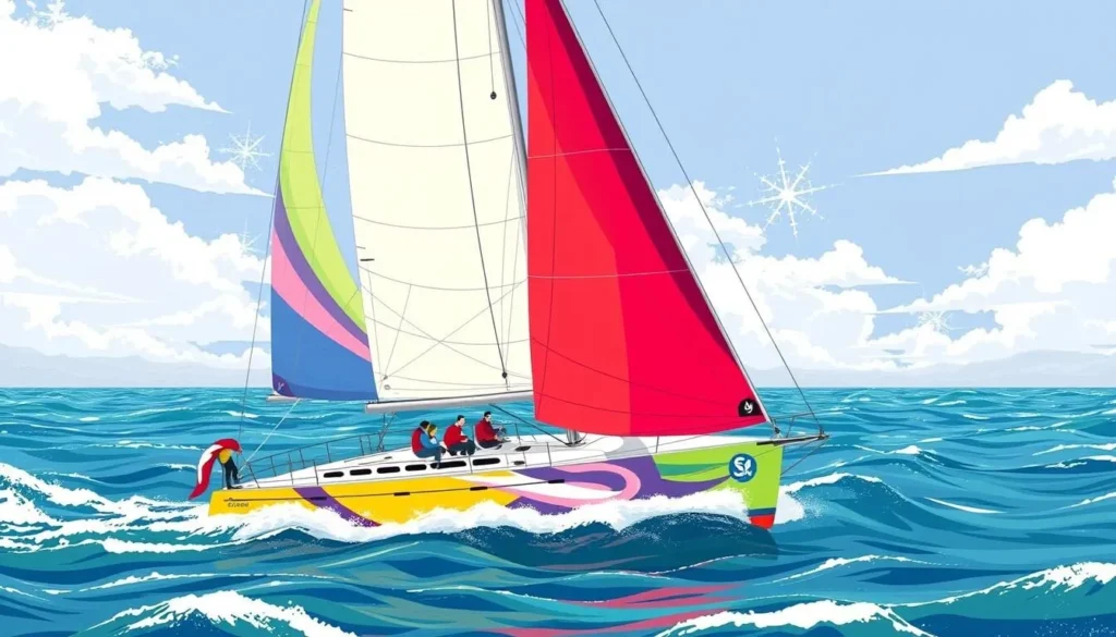 Image of a sailboat participating in Cowes Week regatta