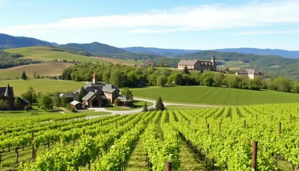 Image of a scenic Finger Lakes wine trail with wineries and vineyards