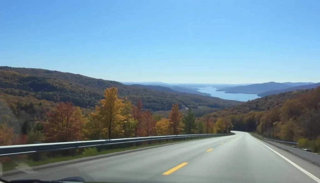Image of a scenic drive along Route 9 in the Hudson Valley