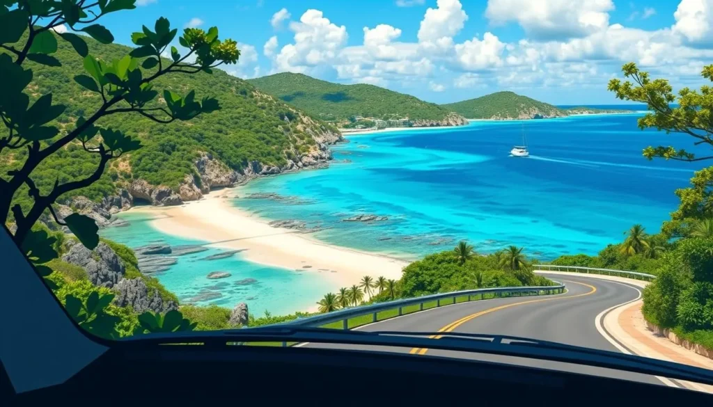 Image of a scenic drive along the coast of Grand Cayman