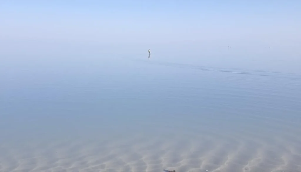 Image of a serene Dead Sea landscape with floating figures