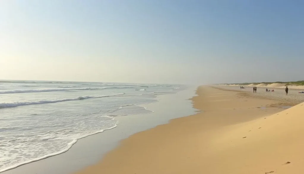 Image of a serene Hamptons beach in June