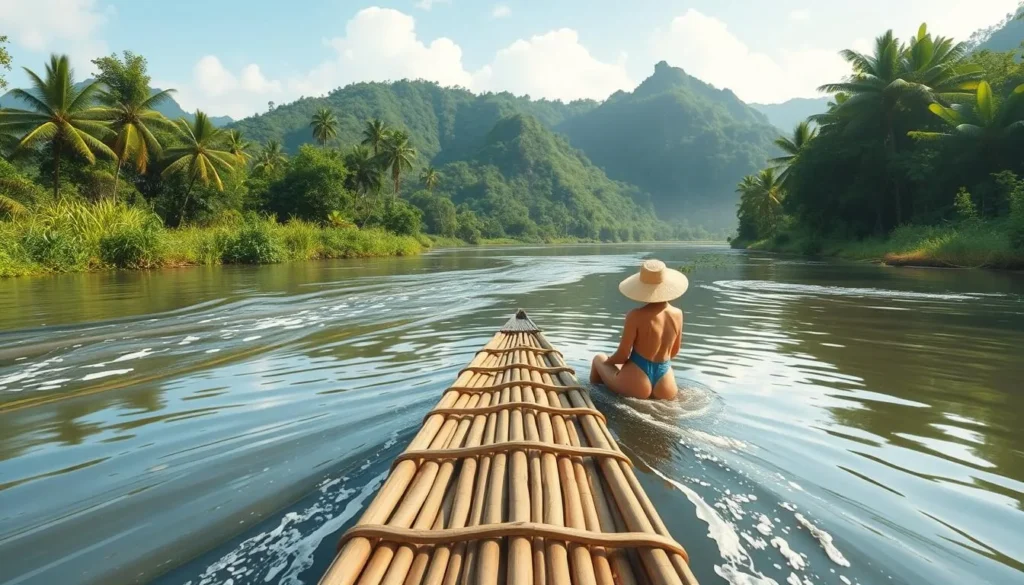 Image of a serene bamboo raft ride on Martha Brae River