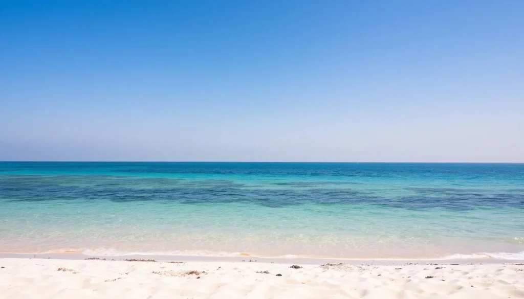 Image of a serene beach in Kuwait with clear waters and soft sand