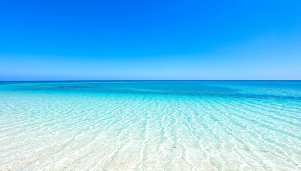 Image of a serene beach scene on Amelia Island with clear blue waters and soft sand.