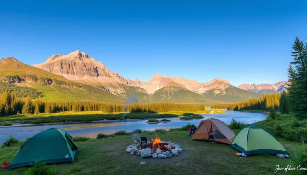 Image of a serene campsite in Glacier National Park