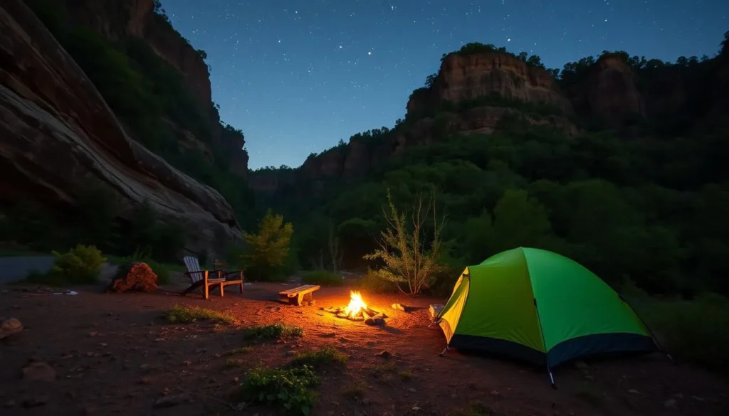 Image of a serene campsite in Red River Gorge