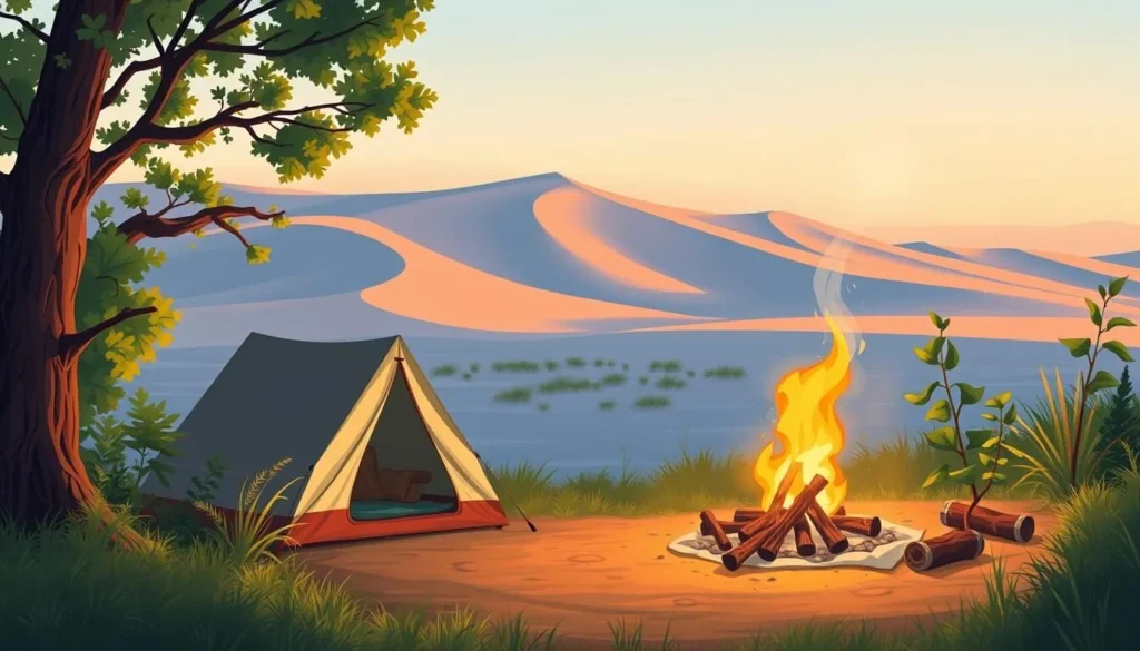 Image of a serene campsite near Indiana Dunes National Park