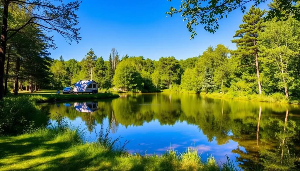 Image of a serene campsite near Togue Pond