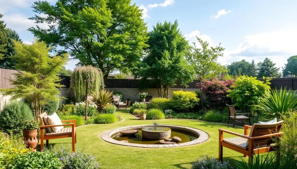 Image of a serene garden or a peaceful meditation space in Rochester