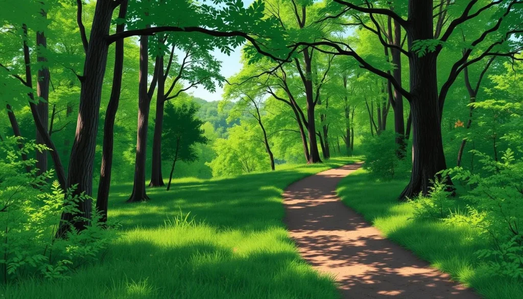 Image of a serene hiking trail in Kent Falls State Park