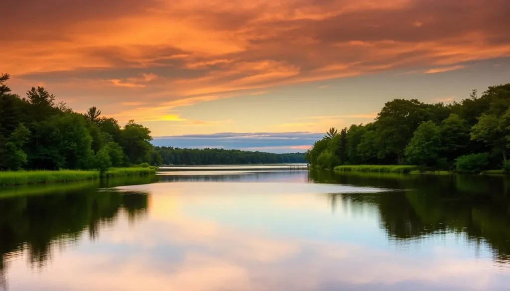 Image of a serene lake scene in Lindstrom, Minnesota