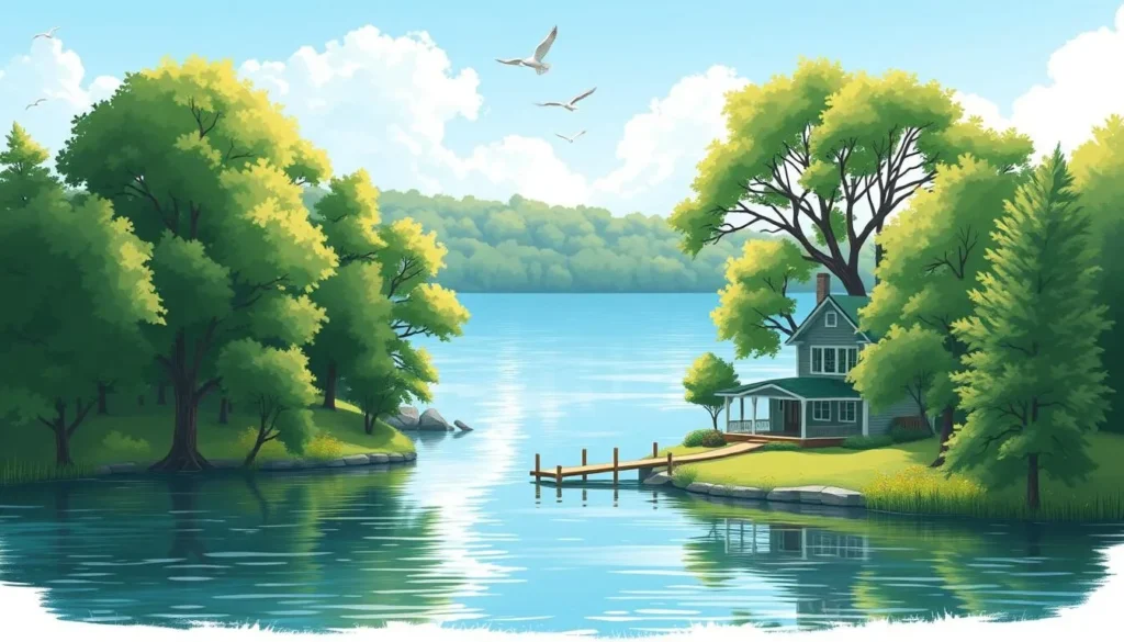 Image of a serene lakefront property in Oscoda