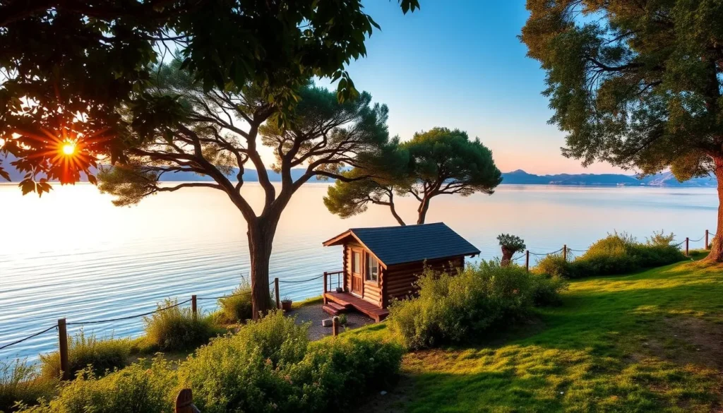 Image of a serene lakeside accommodation at the Sea of Galilee