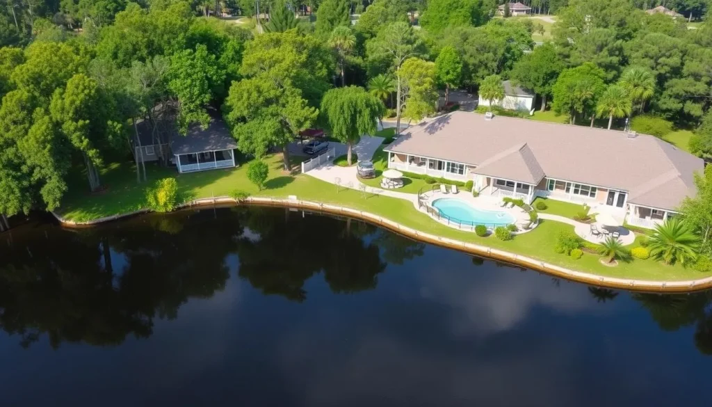 Image of a serene lakeside resort in Sebring, Florida
