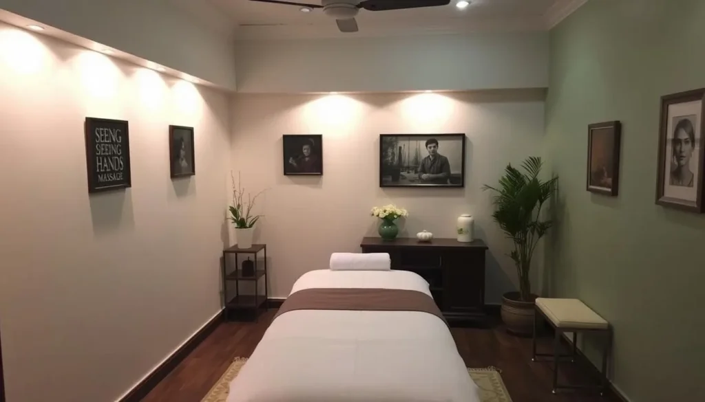 Image of a serene massage room at Seeing Hands Massage in Patan