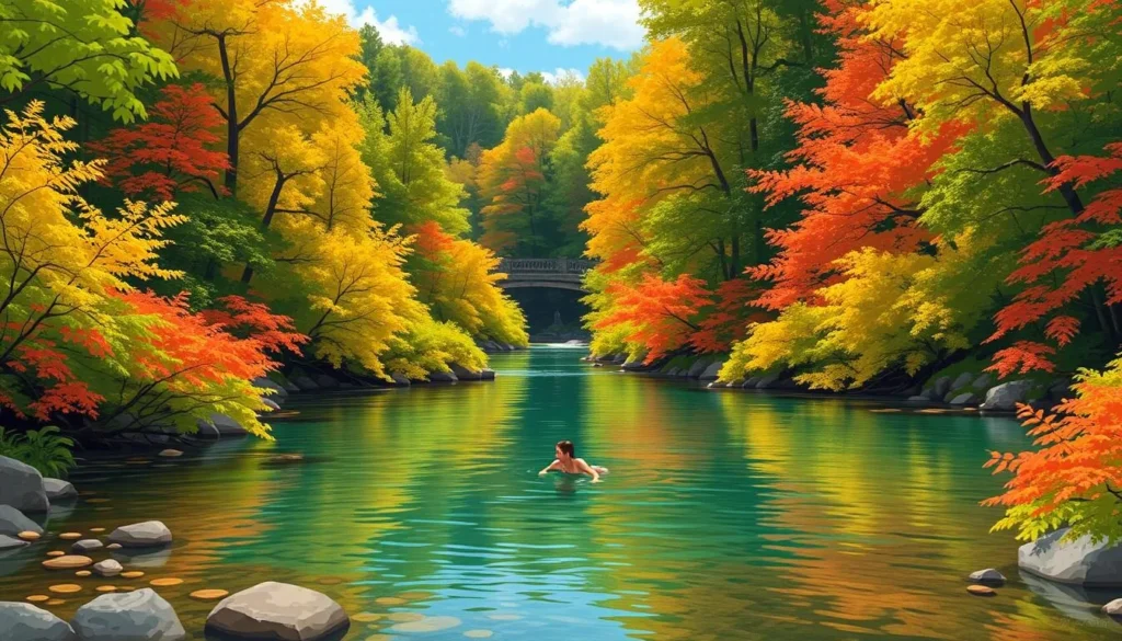 Image of a serene swimming hole surrounded by lush greenery at Kent Falls State Park