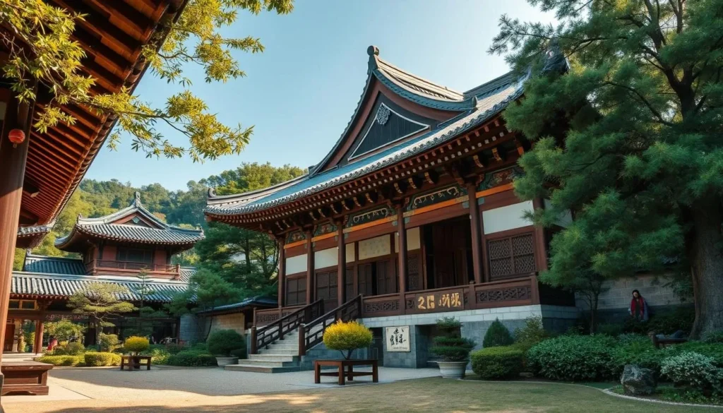 Image of a serene temple stay experience in South Korea