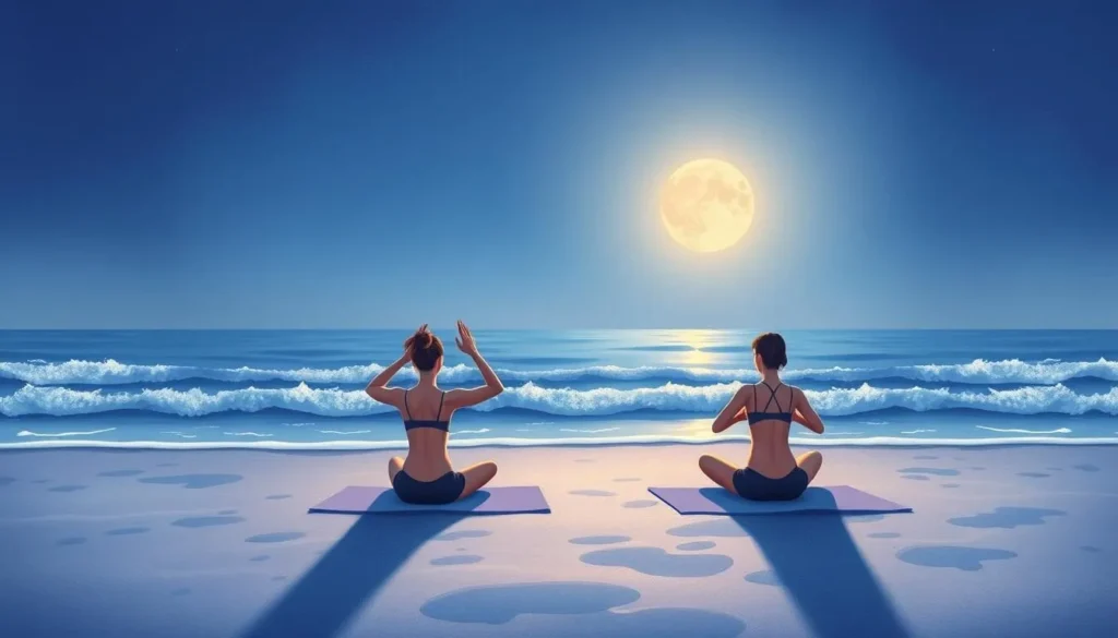 Image of a serene yoga practice at Moonlight Beach