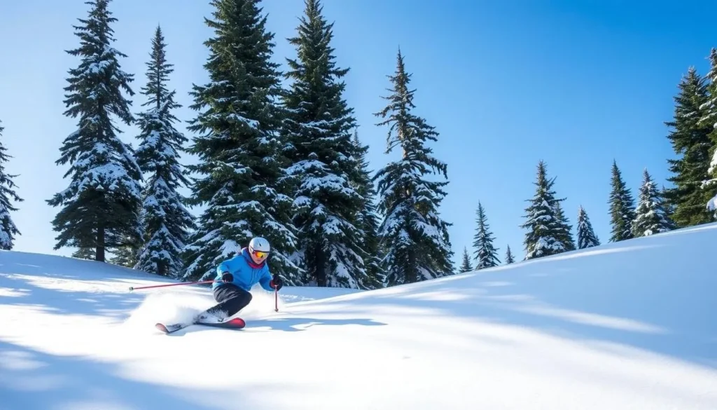Image of a skier navigating a snowy slope in Wisconsin