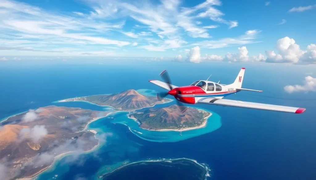 Image of a small propeller plane flying to Culebra