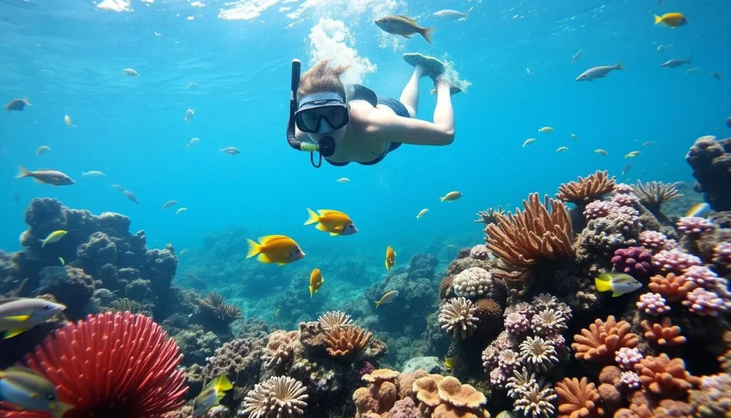 Image of a snorkeler or diver exploring the vibrant marine life of St. Croix