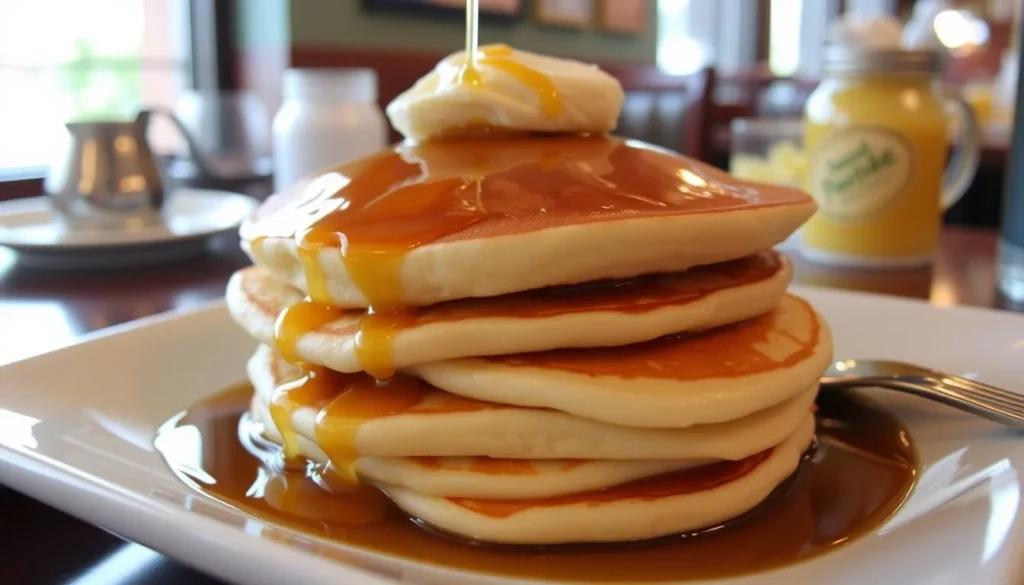 Image of a stack of pancakes with syrup and butter at the Pancake Pantry