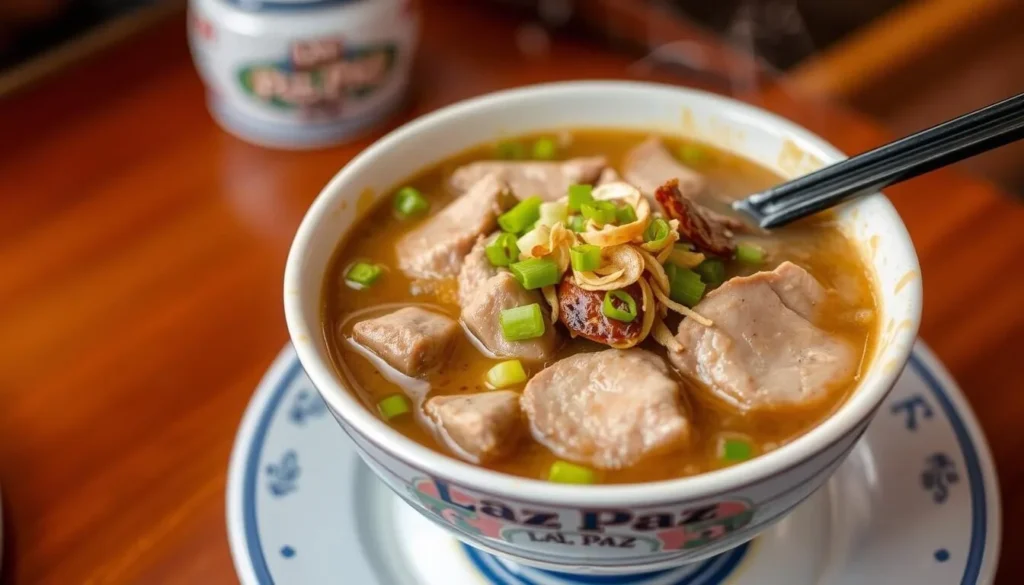 Image of a steaming bowl of La Paz Batchoy