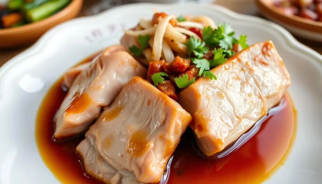 Image of a steaming plate of Dongpo Pork