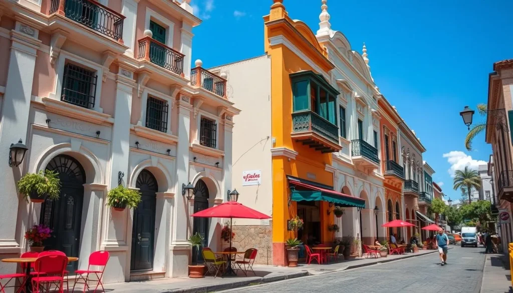 Image of a street in Casco Viejo with colonial architecture and vibrant cafes