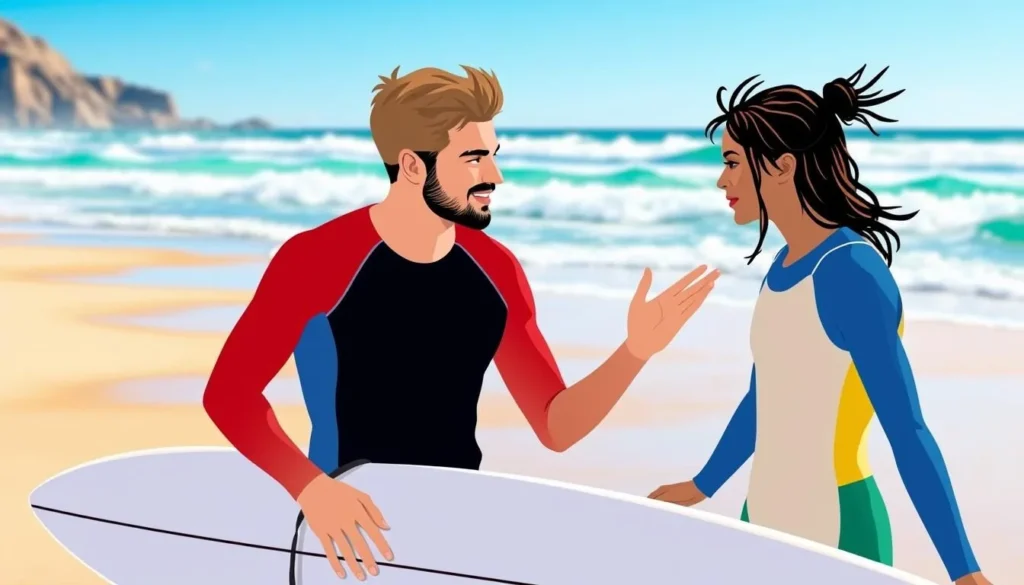 Image of a surf instructor teaching a beginner