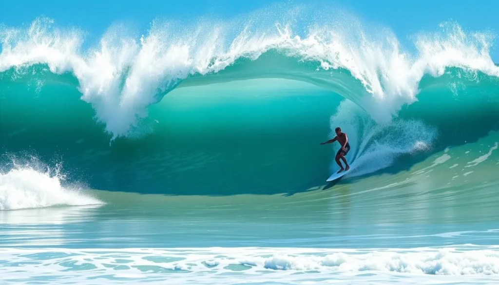 Image of a surfer riding a wave at Aliso Beach