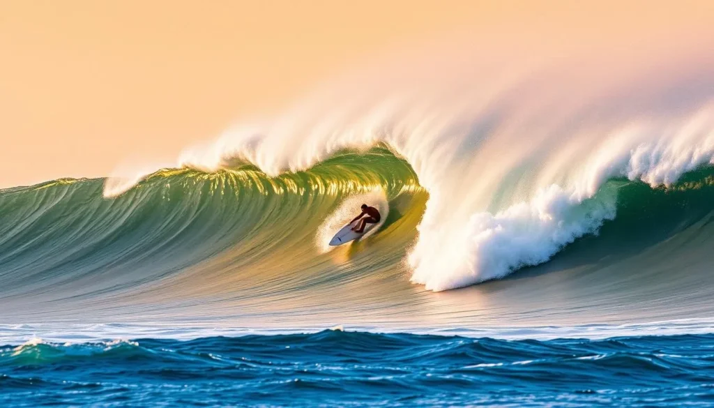 Image of a surfer riding a wave at The Wedge in Newport Beach