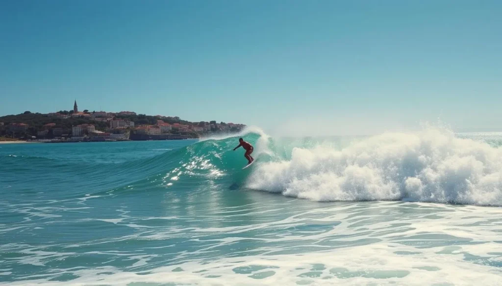 Image of a surfer riding a wave in Arcachon Image of a surfer riding a wave in Arcachon