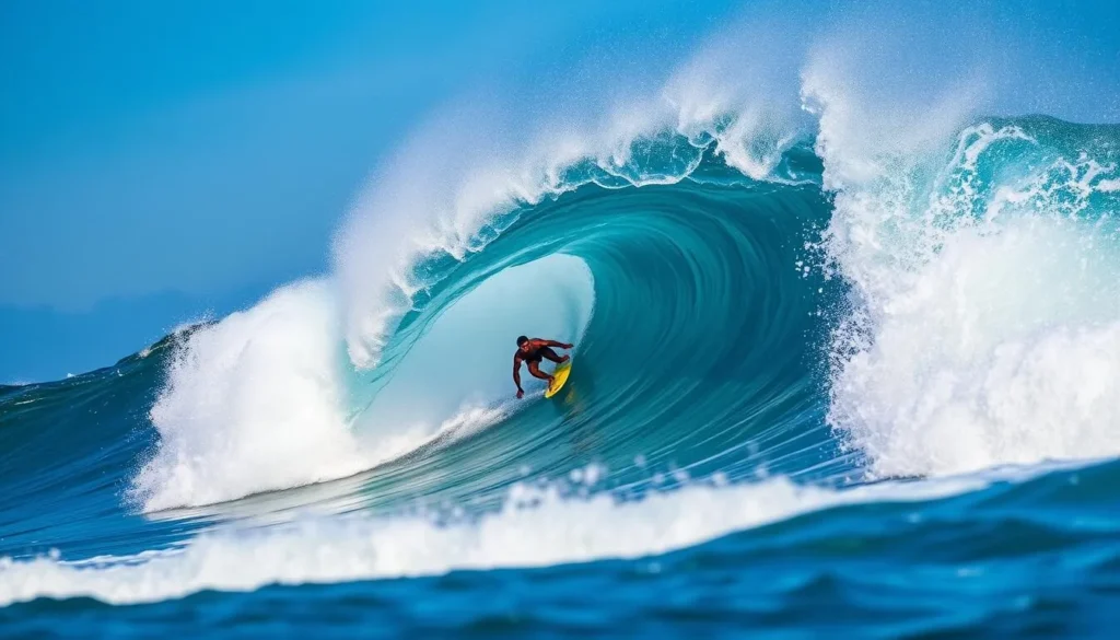 Image of a surfer riding a wave in Fuerteventura