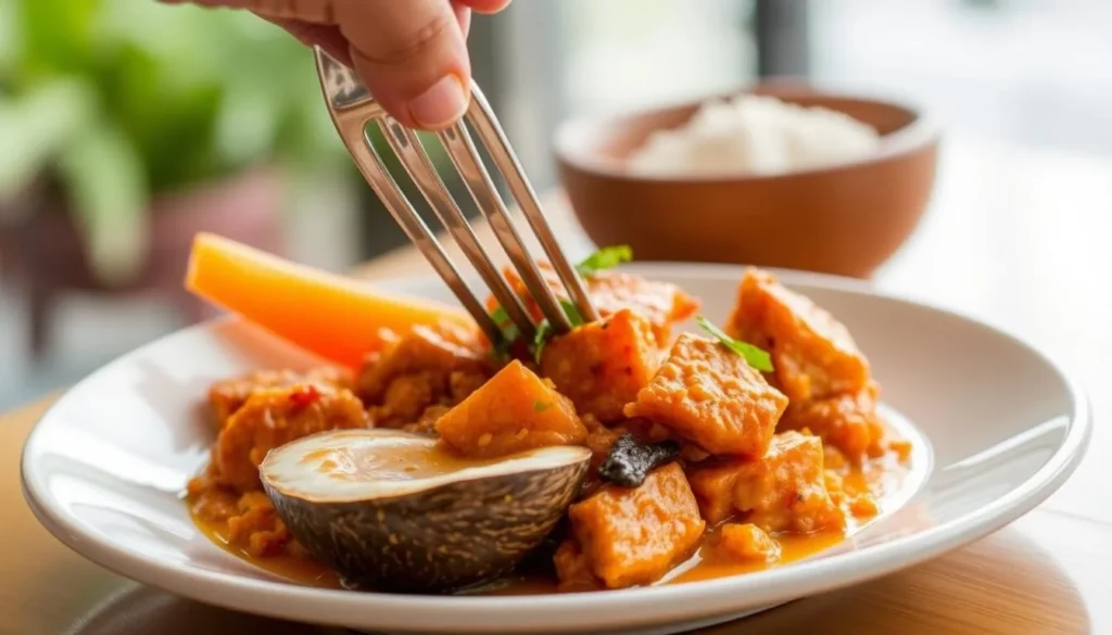Image of a traditional Cocos Malay dish being served at Tropika restaurant