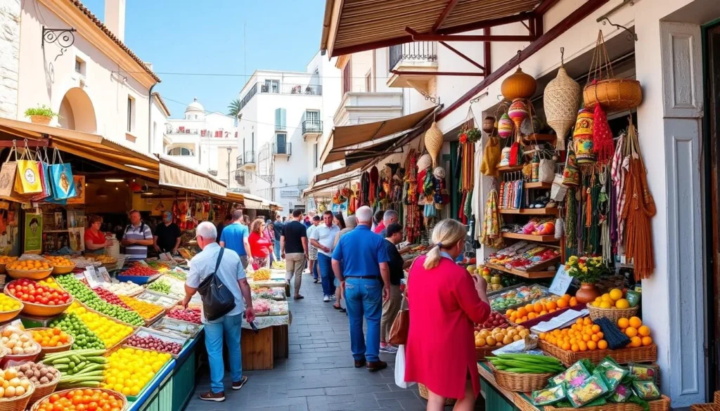 Image of a traditional Greek market with local products and souvenirs Image of a traditional Greek market with local products and souvenirs